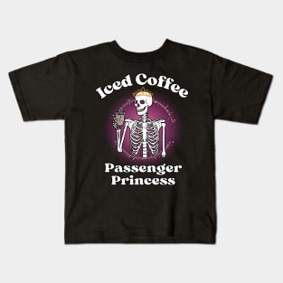 Iced Coffee Passenger Princess Funny Halloween Skeleton Kids T-Shirt